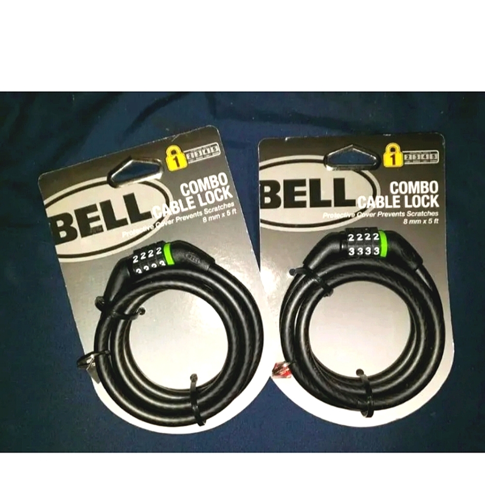 : * 2  New  Bell Combination Bike  Cable Lock   8mm x 5 ft